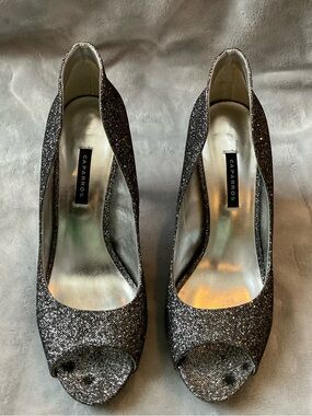 Caparros Black with Silver Peep Toe
